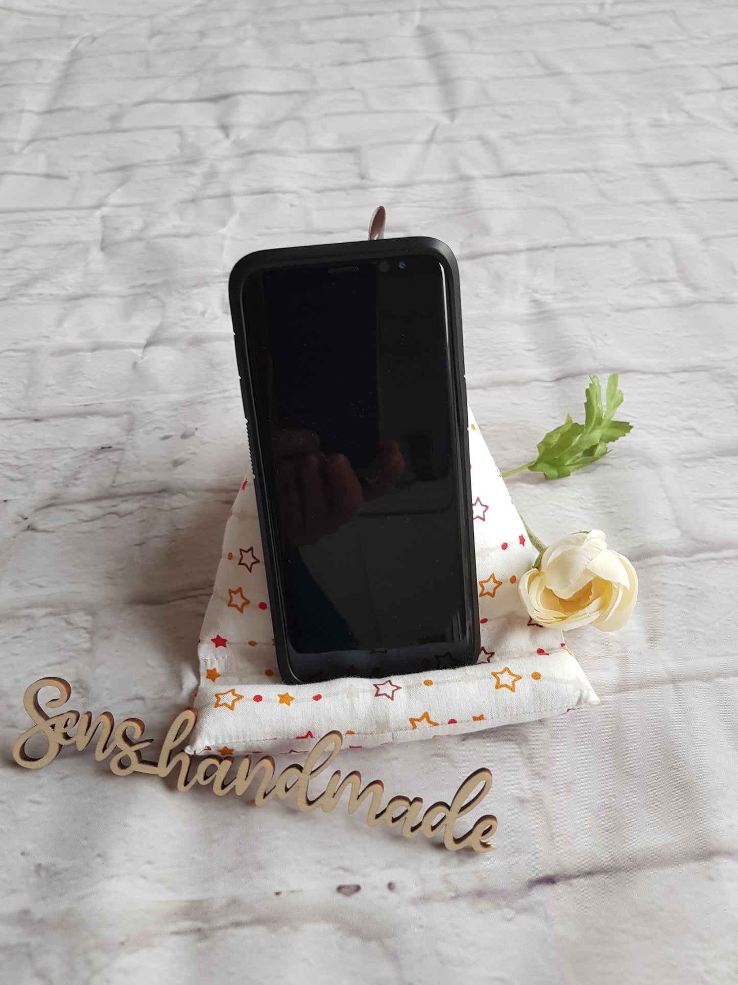 Handysitzsack weiß, Sterne