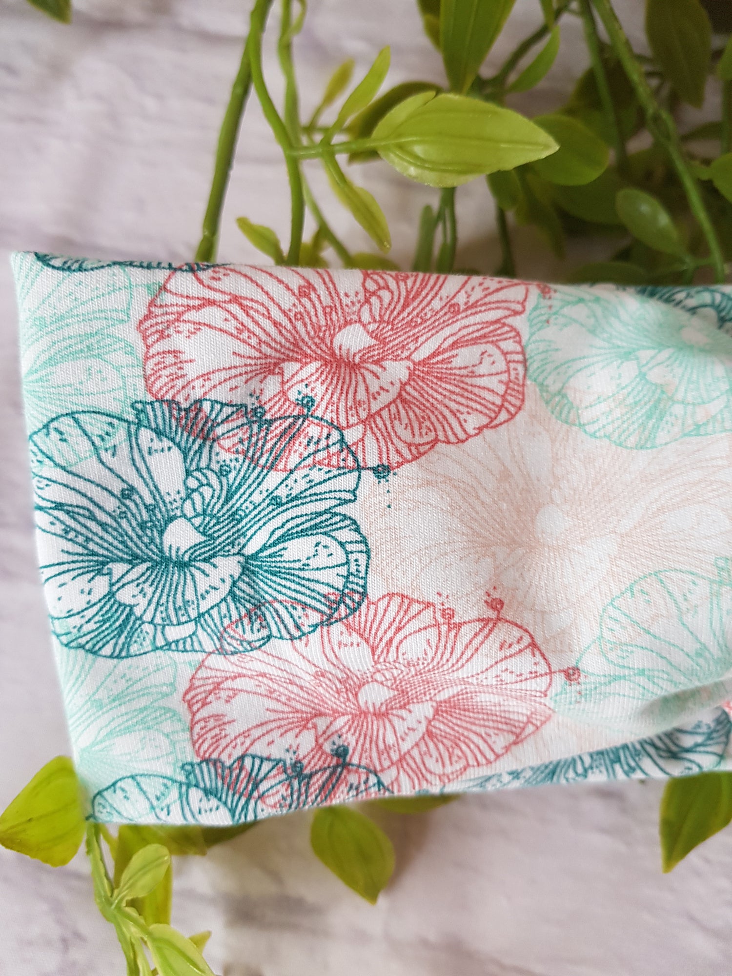 Knoten-Stirnband, Bandeau, mint, Blumen