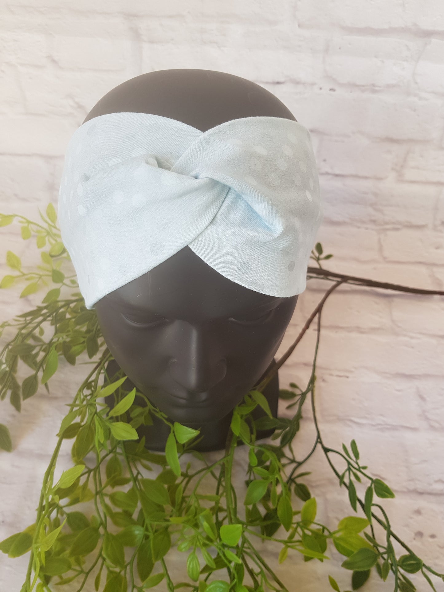 Knoten-Stirnband, Bandeau, Grau, Punkte