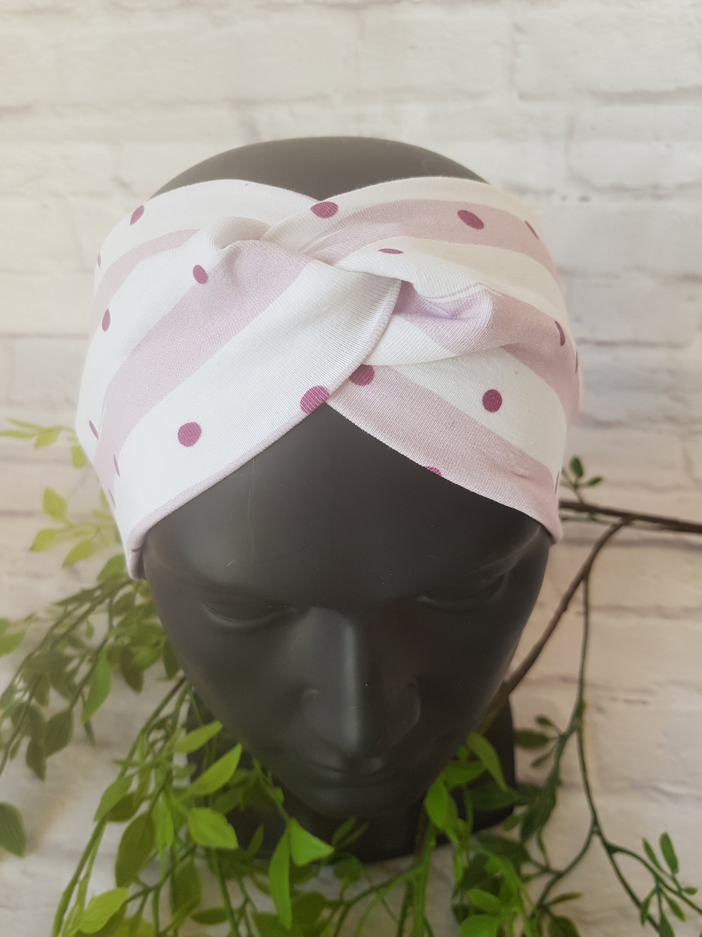 Knoten-Stirnband, Bandeau, Punkte, gestreift, beere